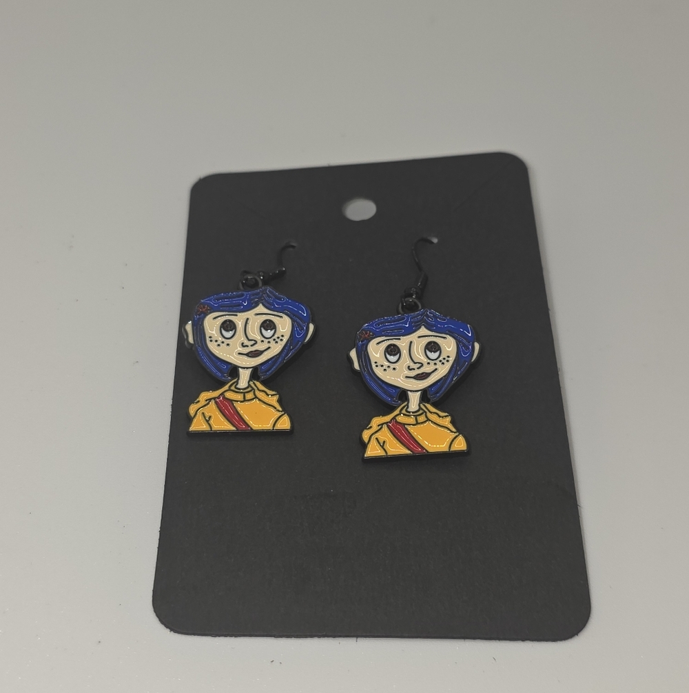 Coraline Hook Earrings Handmade HypoAllergenic Enamel Charm Earrings Bundle+Save - Picture 2 of 2